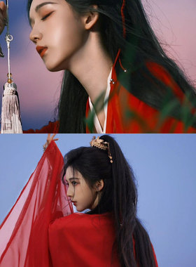 长月烬明古风仙子狐狸同款汉服铃铛民族手链手饰复古戒指一体手镯