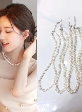 露思同款珍珠项链女短款锁骨链