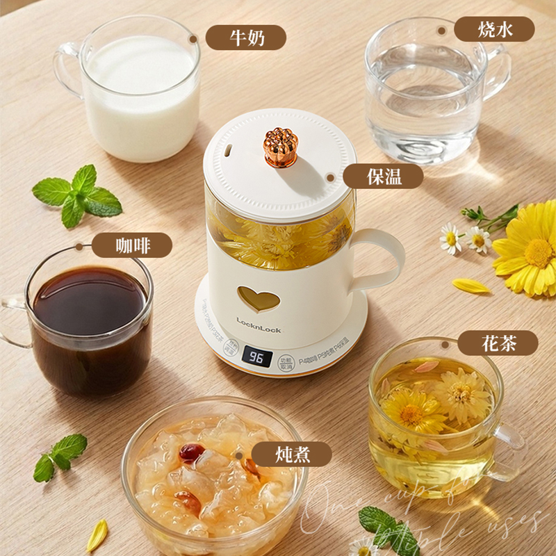 乐扣养生壶全玻璃养生杯办公室一人小型炖煮一体宿舍多功能电煮杯