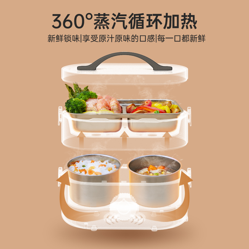 乐扣注水电热饭盒小型保温饭盒办公室加热饭盒上班族热饭神器