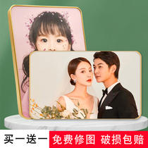 Photo-frame custom Laffi crystal pendulum table to make photo-photo made into photo-frame printing wedding dress full family fow-swinging table production