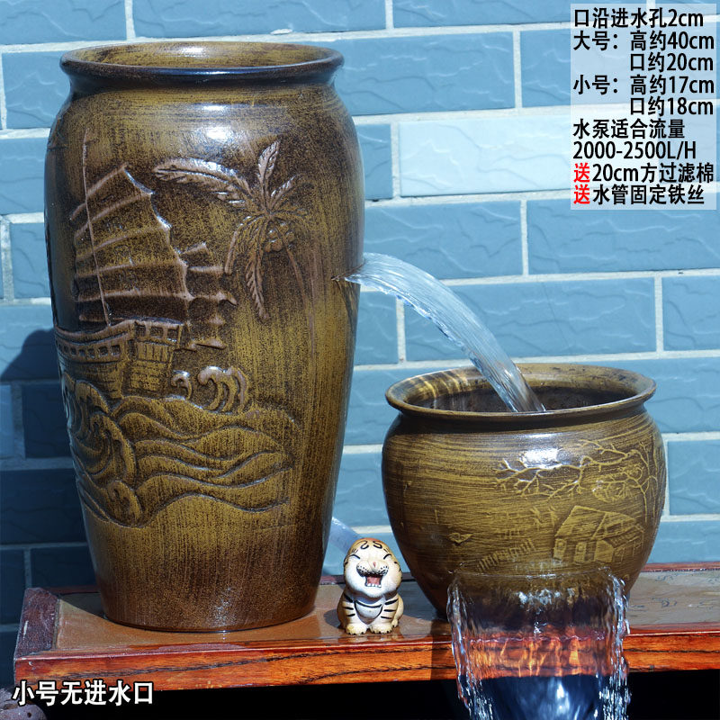 创意瀑布罐切割陶瓷过滤流水增氧造景循环养鱼流水缸鱼池流水罐大,淘宝优惠券,粉丝福利购,淘宝优惠卷