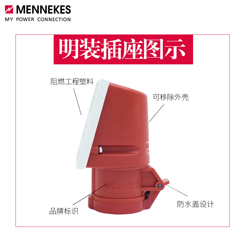 曼奈柯斯MENNEKES TYP27004 27008工业明装插座 TYP27002 27006 - 图1