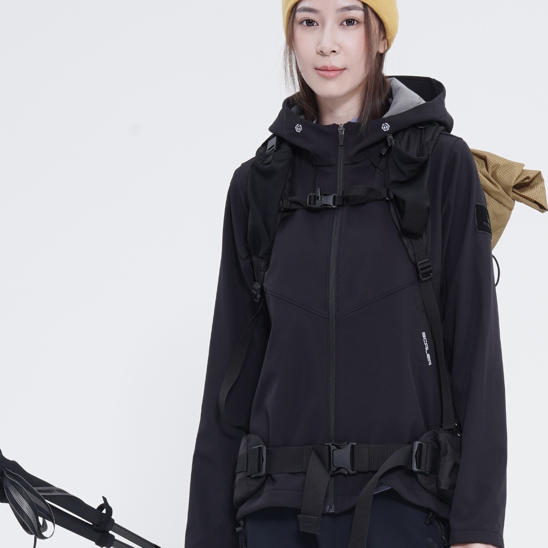 SCALER思凯乐户外25秋冬新款男女防风软壳衣保暖开衫外套F5706613 - 图1