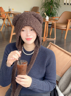 韩国针织帽可爱女生冬季小熊耳朵