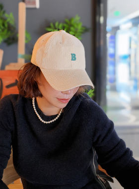 韩国灯芯绒鸭舌棒球帽子男女秋冬