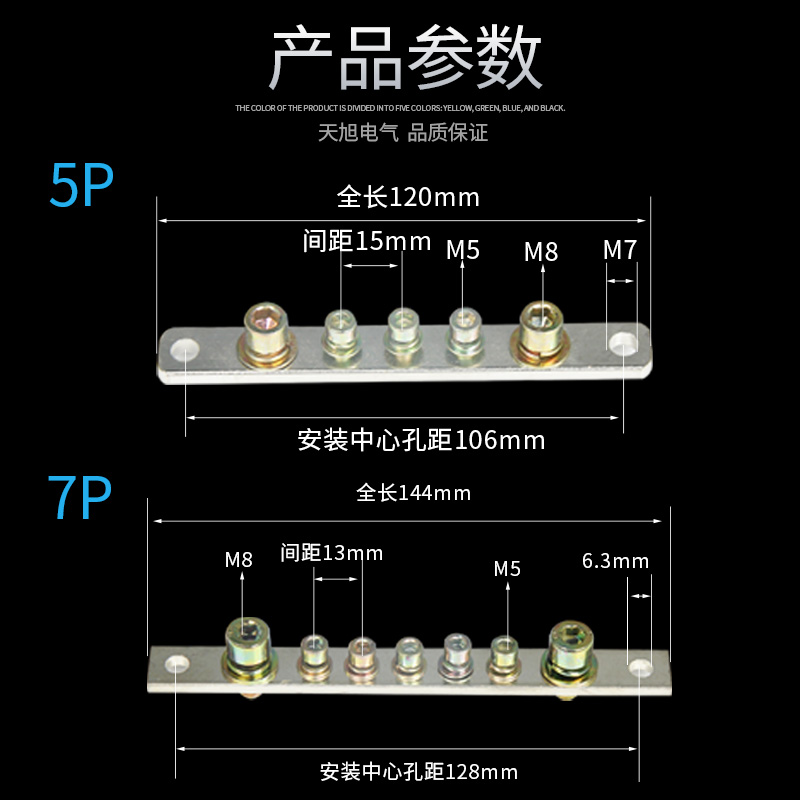 4*15紫铜零地排5/7/9孔接线端子排配电柜零线排接地线铜排大电流-图2