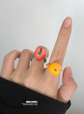 多喜商店【新年好意头】吉言小饰品卡通水果苹果西红柿橘串珠戒指