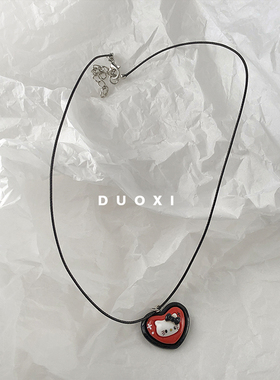 塑料树脂女甜酷爱心Kitty猫项链