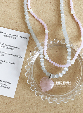 猫眼石女串珠复古甜锁骨链项链