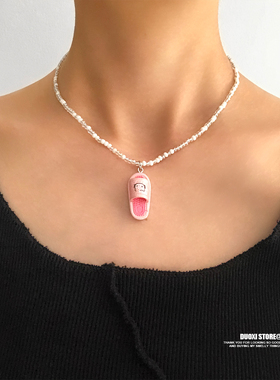 多喜商店【邂逅】长腿kt猫卡通拖鞋吊坠甜美辣妹锁骨链少女心项链