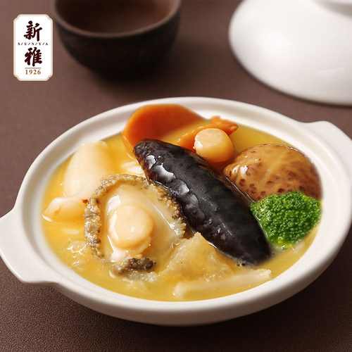 拍2份】新雅鲍汁浓汤佛跳墙300g*2盒海鲜捞饭即食金汤盖饭盆菜 - 图2