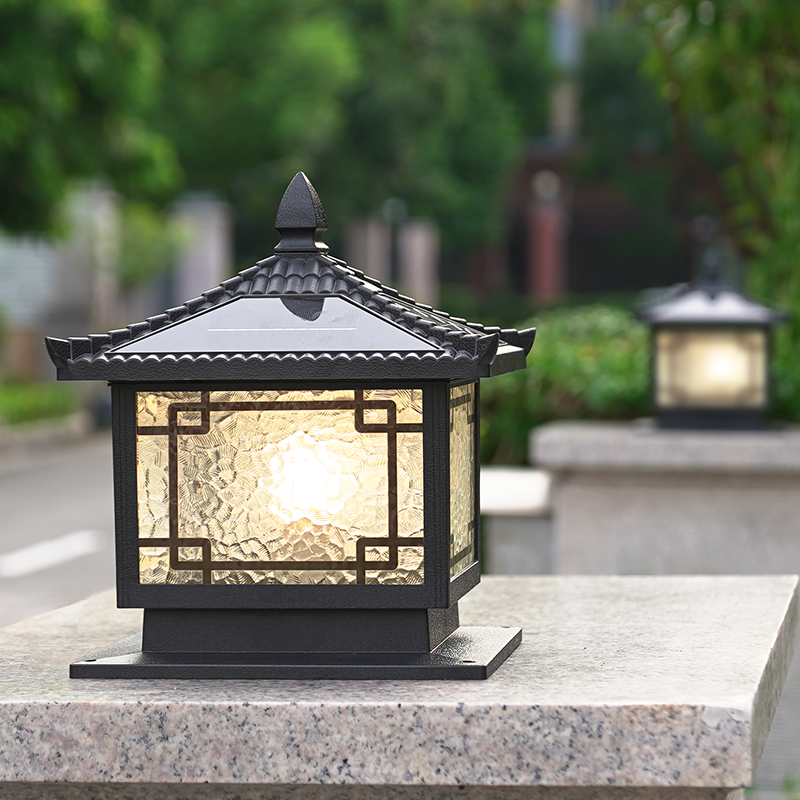 太阳能户外柱头灯防水柱子灯别墅大门立柱灯围墙新中式室外庭院灯 - 图2