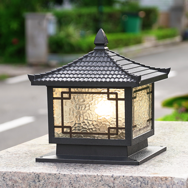 太阳能户外柱头灯防水柱子灯别墅大门立柱灯围墙新中式室外庭院灯 - 图1