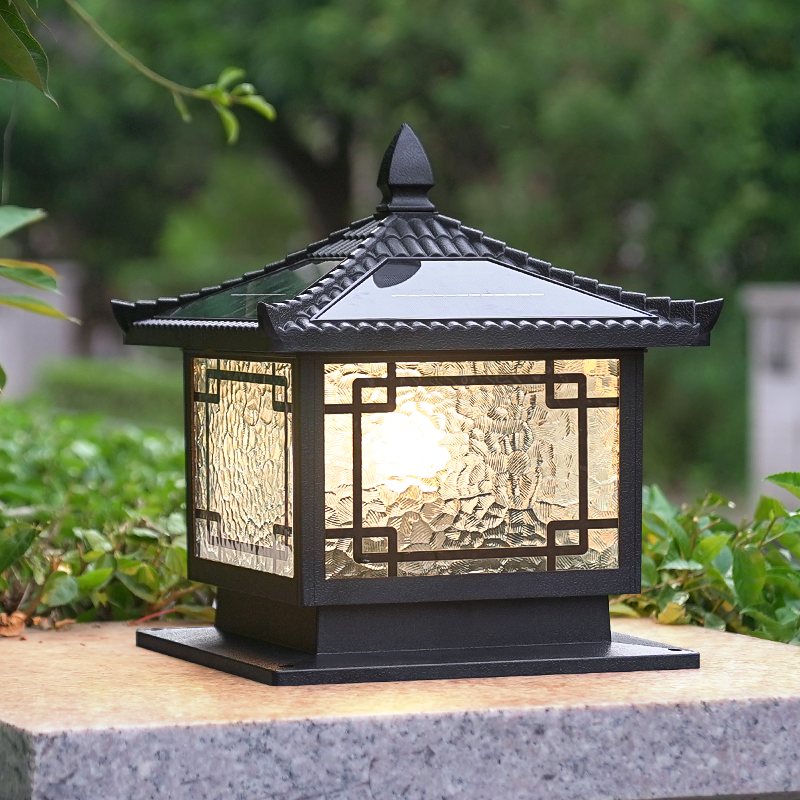 太阳能户外柱头灯防水柱子灯别墅大门立柱灯围墙新中式室外庭院灯 - 图0