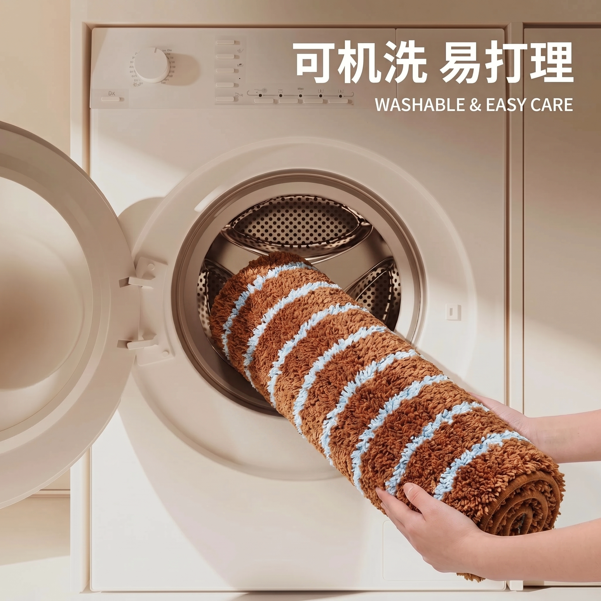 Maillard Striped Bathroom Absorbent Floor Mat Home Bathroom Door Special Anti-Slip Foot Mat Toilet Plush Carpet