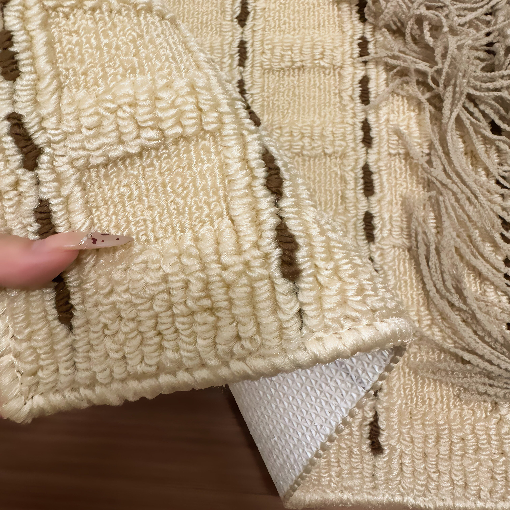 French cream style carpet bedroom bedside blanket master bedroom long strip floor mat in front of the bed high-end room loop velvet foot mat