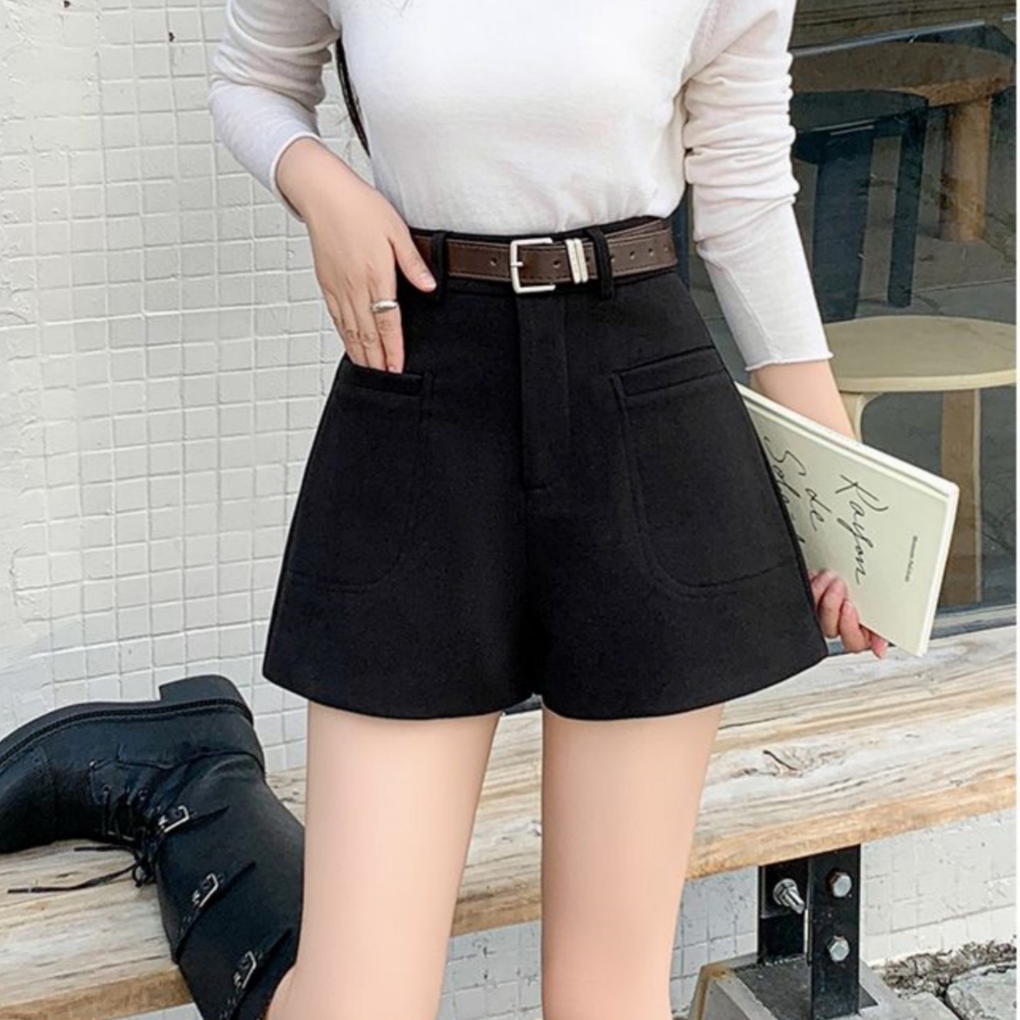 大码胖妹妹咖色毛呢短裤女秋冬新款高腰显瘦外穿a字休闲阔腿靴裤,淘宝优惠券,粉丝福利购,淘宝优惠卷