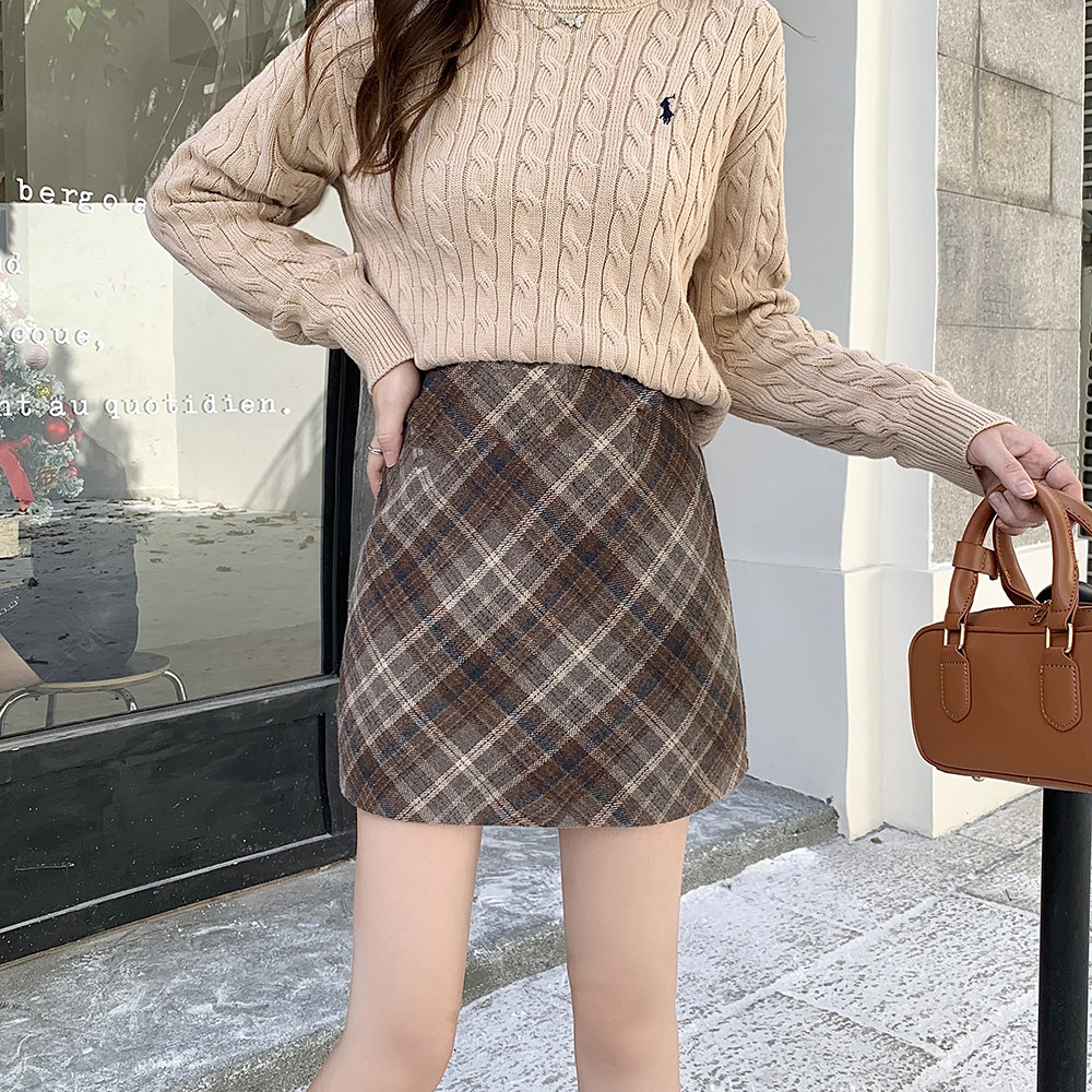 百搭半身女秋季高腰显瘦毛呢长裙红人上新裙子毛呢半身裙,淘宝优惠券,粉丝福利购,淘宝优惠卷