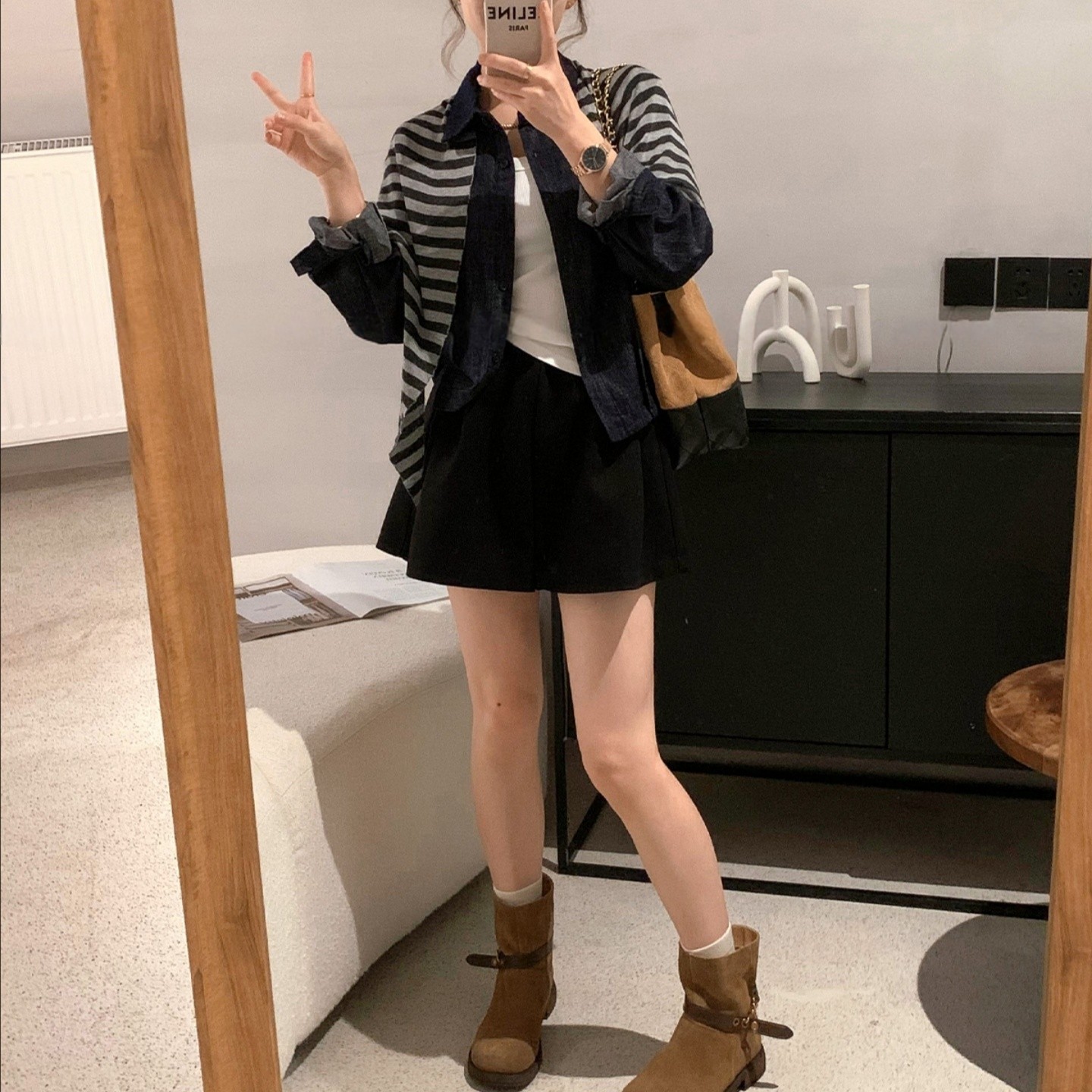 大码短裤女秋冬季外穿配靴子松紧高腰毛呢2025秋冬打底a字阔腿裤,淘宝优惠券,粉丝福利购,淘宝优惠卷