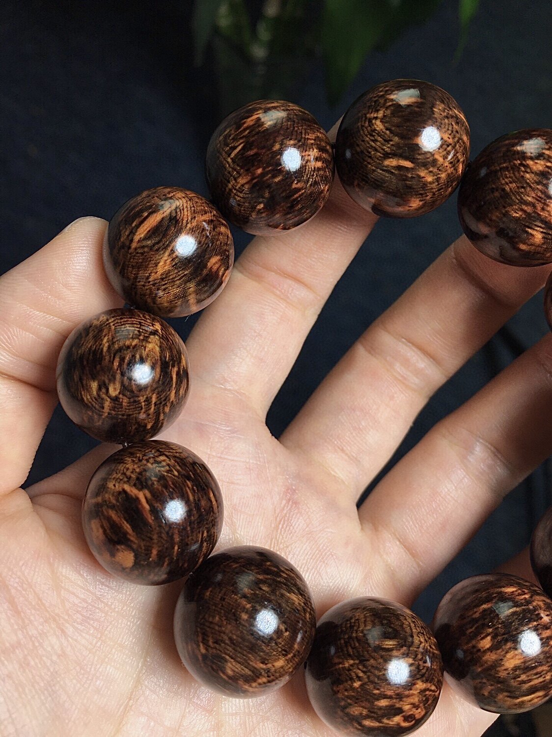 海南黄檀花梨公满结油土埋料爆满芝麻点红降文玩手串20mm佛珠男女