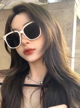 GM白色墨镜女款高颜值时尚太阳镜2025新款防紫外线方圆脸大脸显瘦