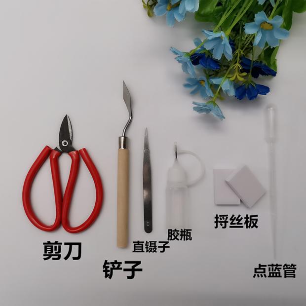 景泰蓝工艺画金丝沙画掐丝珐琅工具剪刀镊子捋丝板铲子点蓝管胶瓶-图0