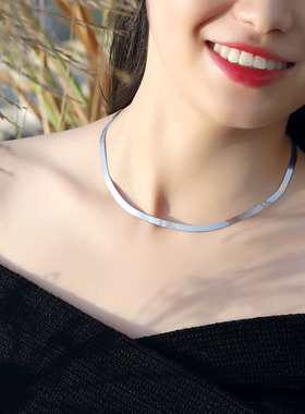 谷爱凌S925纯银刀片女蛇骨项链