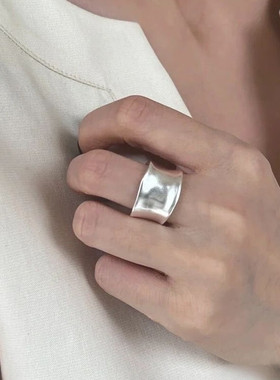 925纯银松本奈惠宽版厚款女戒指