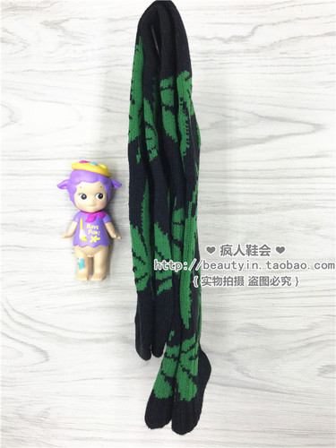 【正品】HUF枫叶袜子男女同款情侣潮流网红百搭ins春夏中筒袜黑绿 - 图2