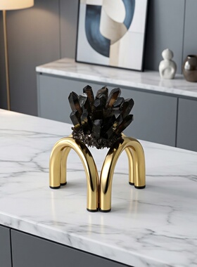 轻奢金属拱桥水晶桌面软装摆件