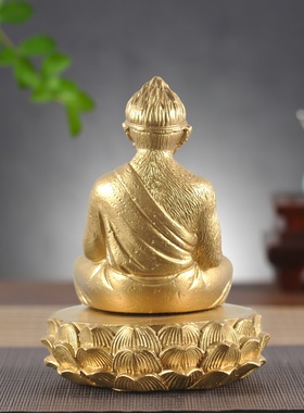 新中式水泥哑金莲花大圣悟道摆件