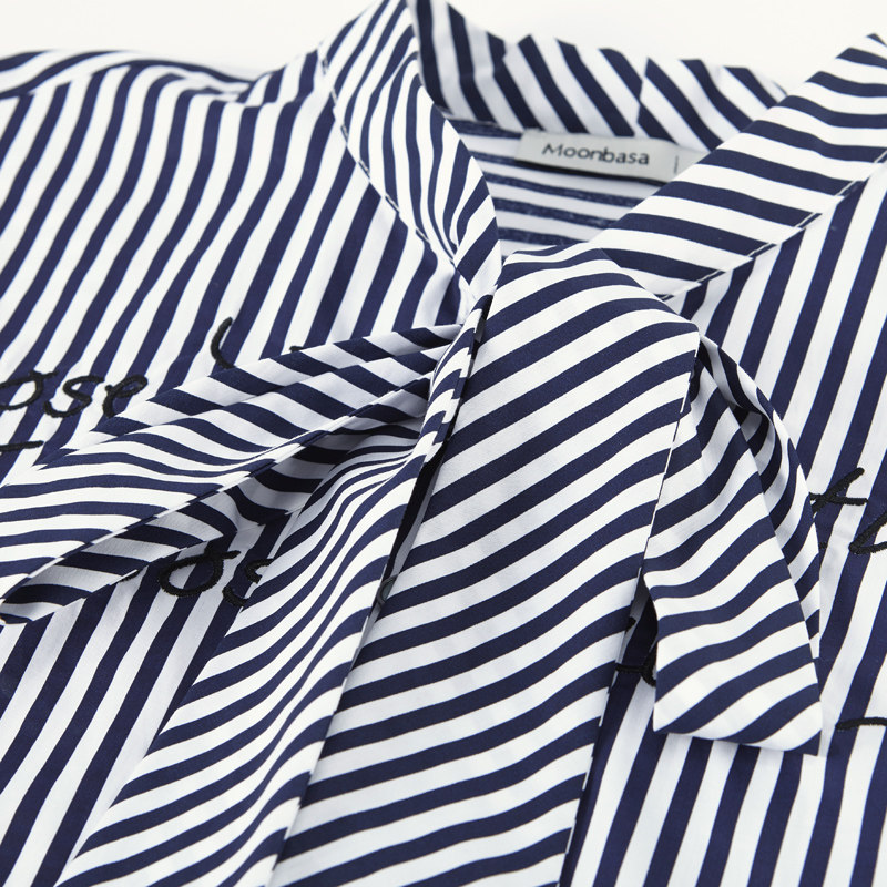 moonbasa /梦芭莎条纹宽松字母衬衫 梦芭莎衬衫