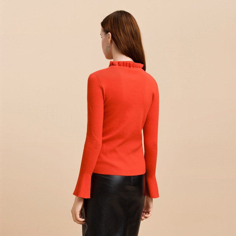 moonbasa /梦芭莎优雅浪漫荷叶毛衣 梦芭莎毛衣