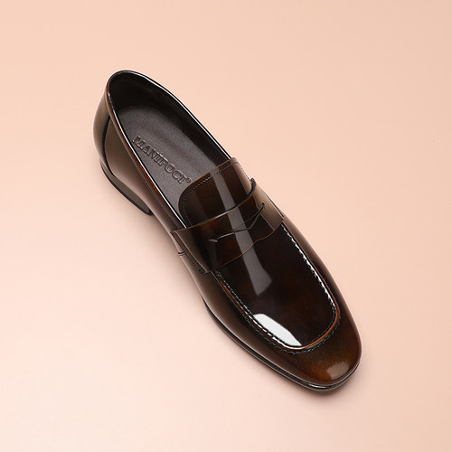 青年男士乐福鞋软底一脚蹬英伦风商务休闲皮鞋新款高级感亮面男鞋 - 图2