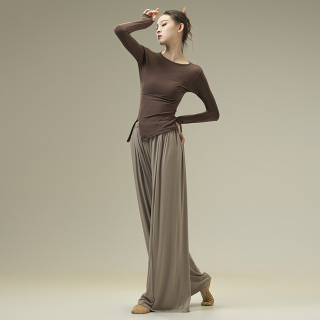 Dance practice clothes, spring and summer modern dance, loose and elegant wide-leg pants, Chinese classical dance body suits, yoga pants