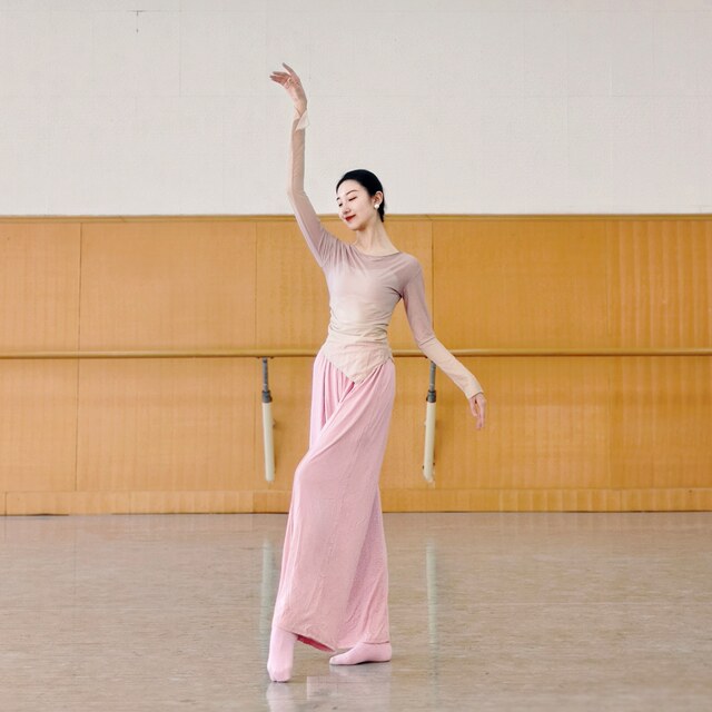 Classical dance clothes with gradient body charm, loose gauze clothes, modern dance Chinese dance body training clothes and tops