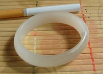 (processed goods do not bargain) Qinghai jade (wild bull furrow material) - Guifei (oval) white jade bracelet -2 #