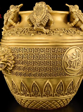 黄铜聚宝盆坛子大号放财位