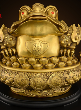 黄铜聚宝盆金蟾摆件三足金蟾蜍