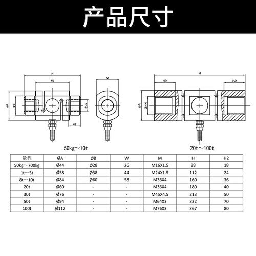 S型柱式拉压通力称重传感器高精度冲击力地磅皮带料斗秤测重包邮 - 图2