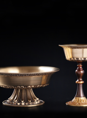 黄铜尼泊尔莲花护法杯藏式密宗