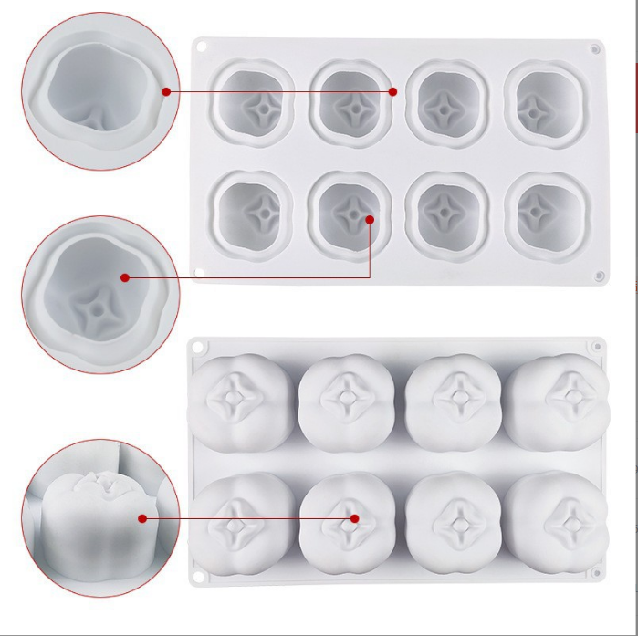 8连柿子慕斯蛋糕硅胶模具DIY手工皂模花生柿柿如意冰淇淋月饼磨具