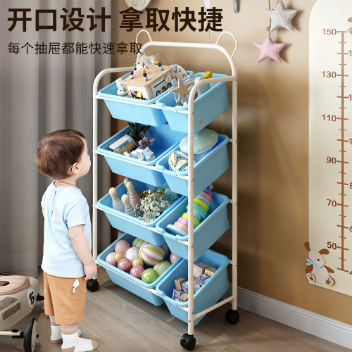 儿童玩具收纳架置物架多层客厅玩具书架二合一收纳推车幼儿园收纳 - 图0