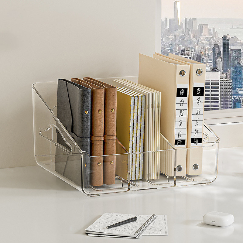 桌面书立书架收纳盒透明学生书本书桌办公文件分隔板亚克力置物架,淘宝优惠券,粉丝福利购,淘宝优惠卷