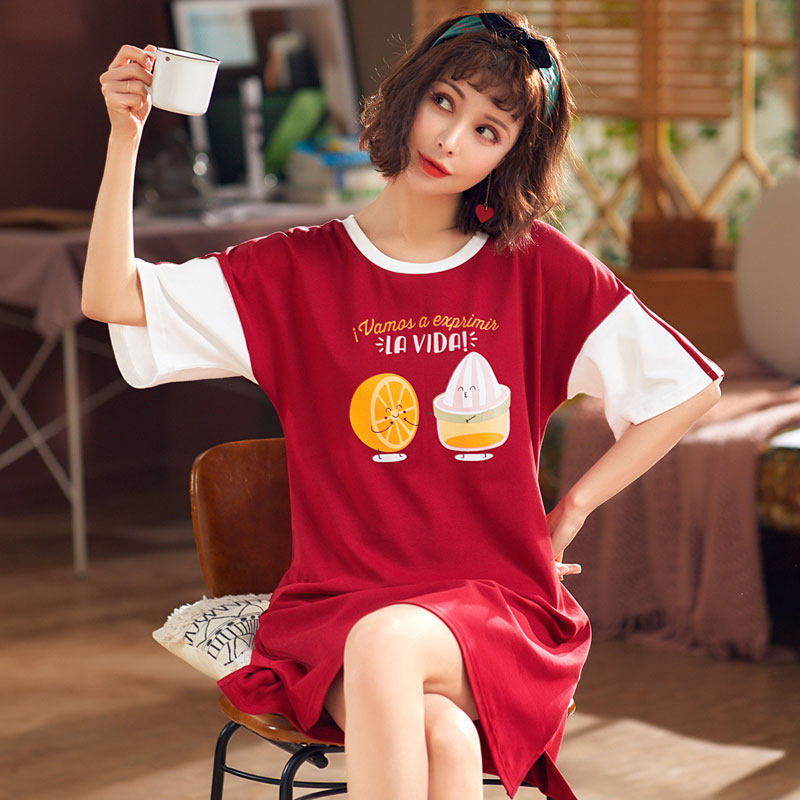 俞兆林睡裙女短袖中裙宽松睡衣 俞兆林麦华睡裙