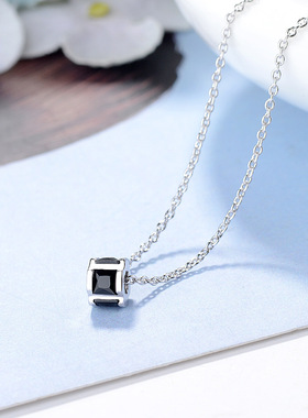 欧美时尚圆柱锆石小吊坠少女简约甜美锁骨链学生气质黑色短款项链