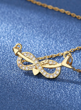 韩版时尚简约8字型永恒爱意锁住你的心硞石镶钻吊坠少女甜美项链