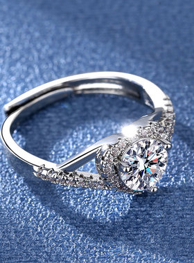 结婚奢华钻戒少女爱心硞石镶钻戒指小清新简约甜美镀白金开口指环