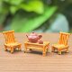 Miniature simulated bamboo table, chair and bamboo stool ornaments